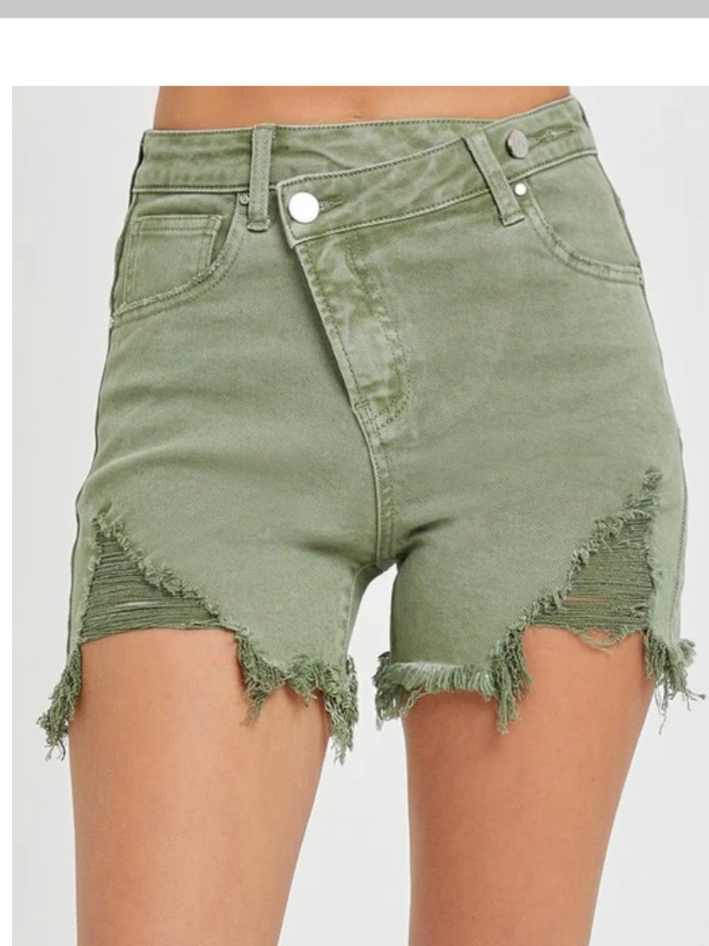 RISEN Olive Green High Rise Crossover Shorts Size Small